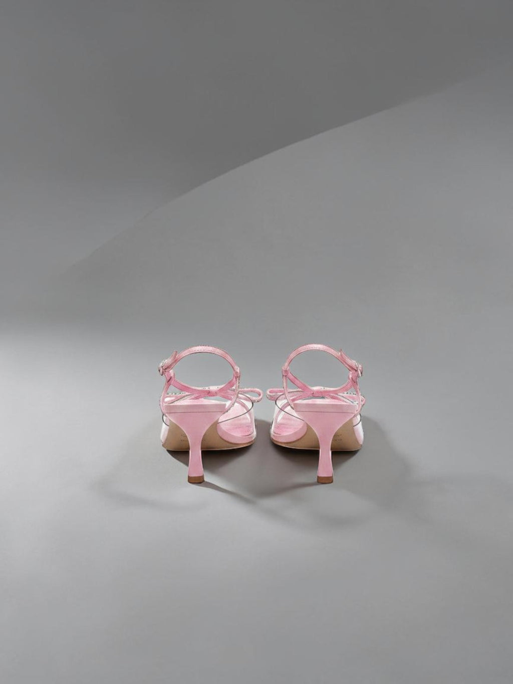 Day One Concept Store pink slingback sandals with bow and rhinestone details, kitten heel, and ankle strap.